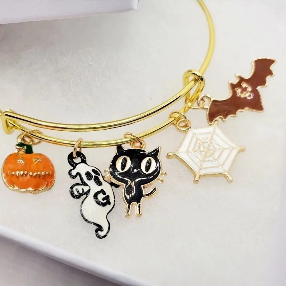 Hand Crafted Gold Plated Halloween Charm Bracelet